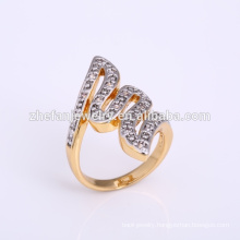 New brass plating gold 2 s letter n jewelry rings